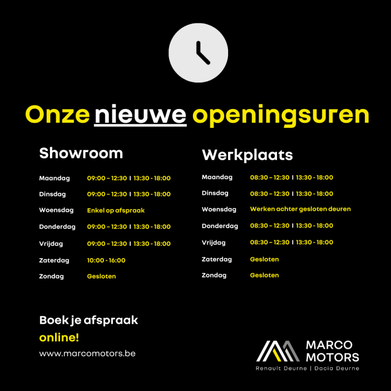 Nieuwe openingsuren Marco Motors